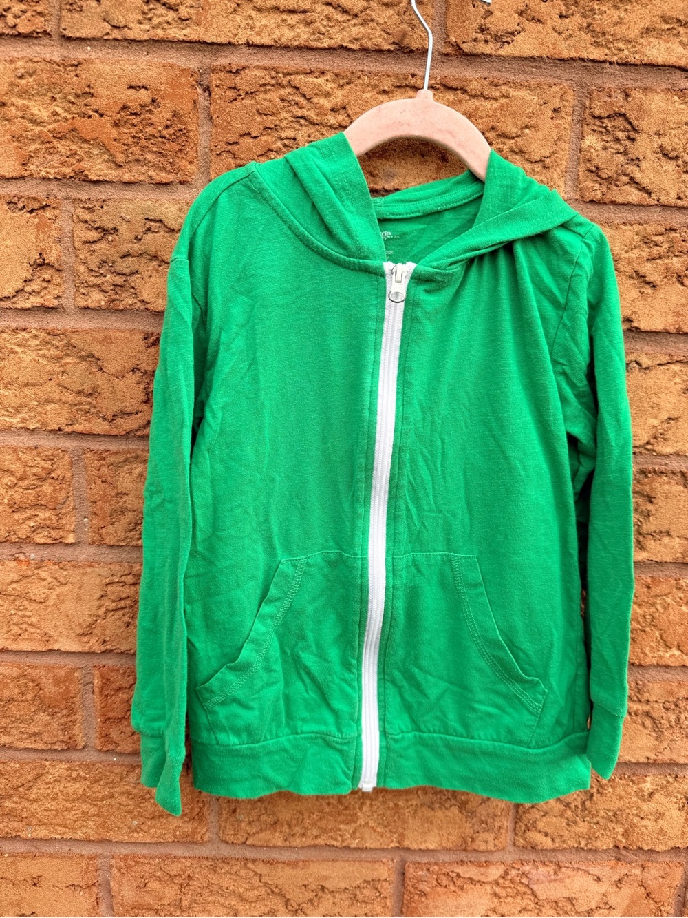🌿10/$25 • George Bright Green Kids Zip Hoodie with White Zipper